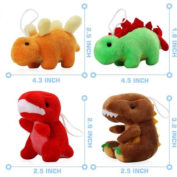 16 Pack Plush Dinosaurs Bulk, Mini Dinosaur Figures Assortment Keychain Toy - Picture 4 of 8